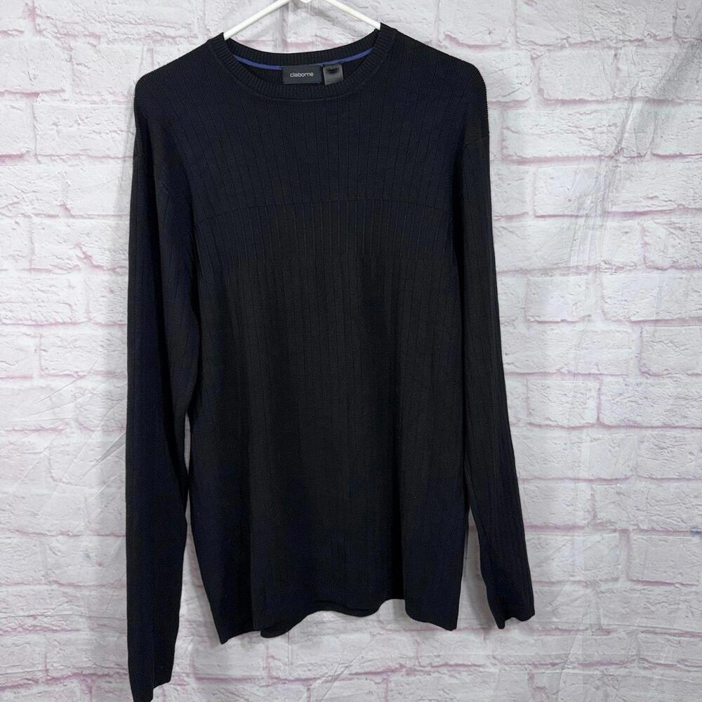 Claiborne Men's Black Ribbed Sweater XXL